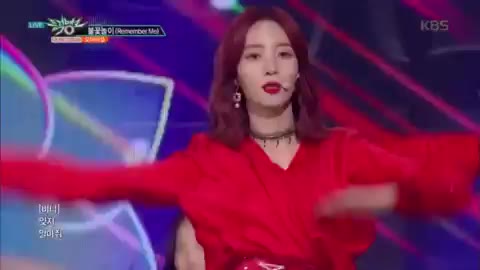 뮤직뱅크 오마이걸 비니 불꽃놀이 아이돌 무대 카리스마 빨간머리 움짤
