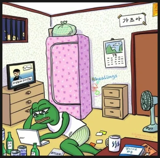 페페 집구석 눈물 슬픔 외로움 코인 가즈아 망함