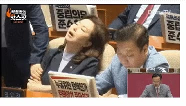 김민전 국회 졸음 숙면 필리버스터 국회의원 본회의 자는중 피곤