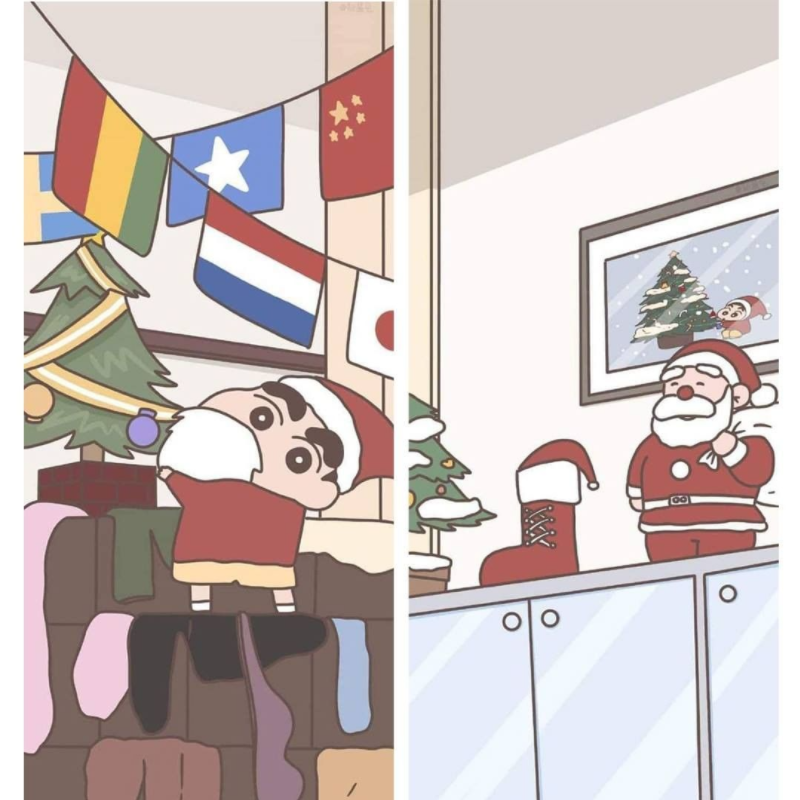 크리스마스 트리 꾸미는 짱구