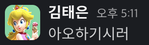 태은막말 김태은 피치공주 아오하기시러 하기싫어 카톡짤 귀찮음 짜증 분노 거절