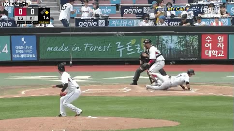 야구장커플 포수가타자덮침