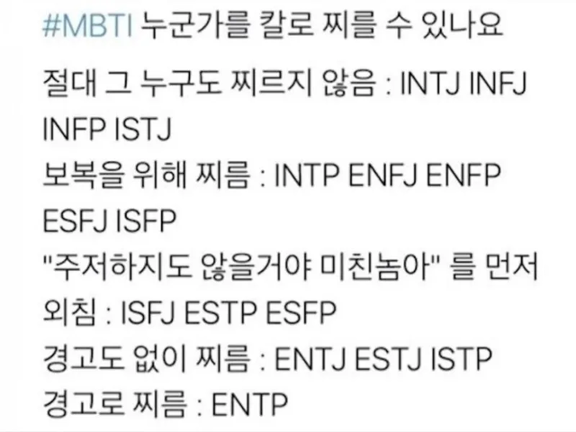 MBTI 성격 유형 취향 mbti짤 mbti짤방 mbti타입
