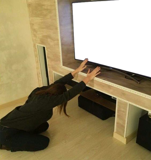 TV 숭배 여자 티비 텔레비전