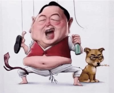 굥석열 윤석열 한동훈 풍자 캐리커처 강남스타일 꼭두각시 욱일기 비판