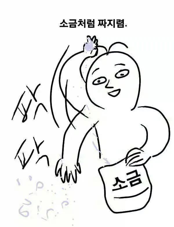 짜져 소금 짜지렴 사라져라 소금처럼 짜지렴