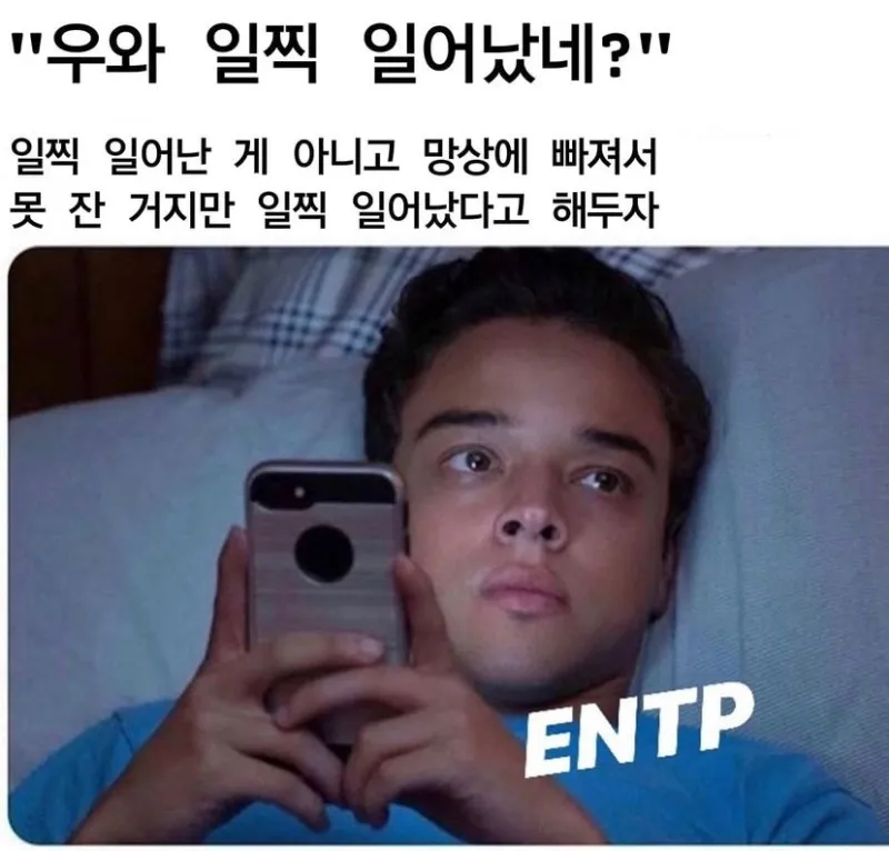 ENTP MBTI 망상 밤샘 일찍 일어남 생각 공감 짤
