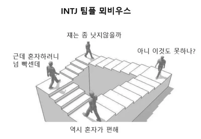INTJ MBTI 팀플 뫼비우스 무한반복 굴레 인간관계 답답 공감 특징