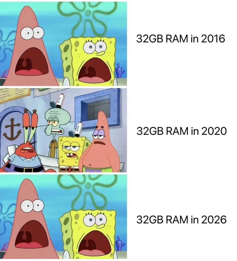 스폰지밥 뚱이 32GB RAM 컴퓨터 사양 변화 충격 무시