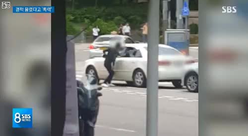경적 율렸다고 폭행하는 남자 혼자 미쳐 날뛰다가 눈깔 나가는 장면