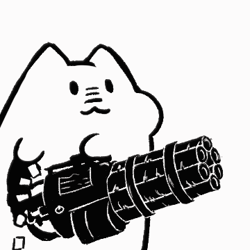 다 디졌뗘 고양이 기관총 다디졌뗘 다죽었다 개틀링 총 분노 살벌 처단 짤