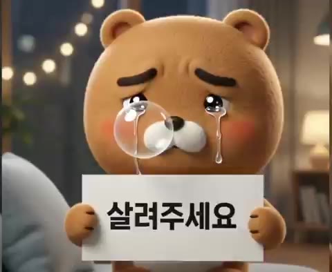 살려주세요 눈물 흘리는 곰돌이 슬픔 서러움 라이언 도와주세요