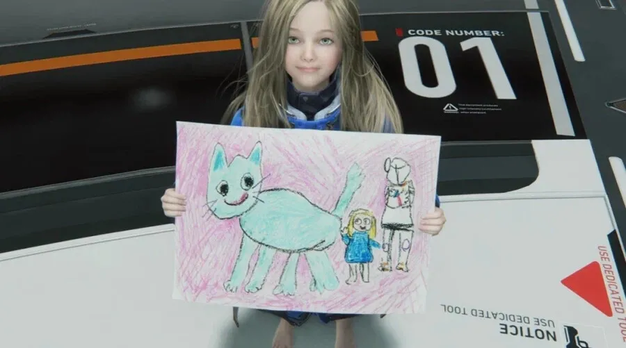 자랑스럽게 그림 보여주는 AI 소녀