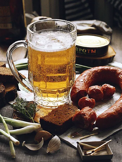 맥주 술 움짤 시원한 술한잔 생맥 안주 소시지 거품