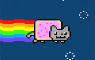 냥캣 무지개 고양이 우주 비행 도트 픽셀 중독성 신남 고전짤
