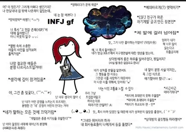 INFJ MBTI 인프제 여자친구 특징 공감 고찰 생각 고민감 성격