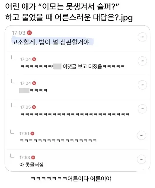 조카의 외모 공격에 대처하는 법치주의 어른