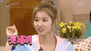 트와이스 사나 해피투게더 겟세끼 발음 웃긴 짤 당황