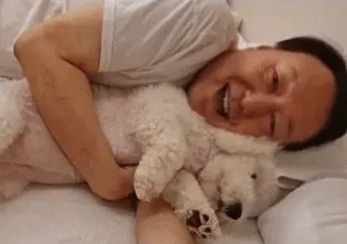 굥석열 윤석열 강아지 토리 포옹 침대 누워있는 행복 일상 짤