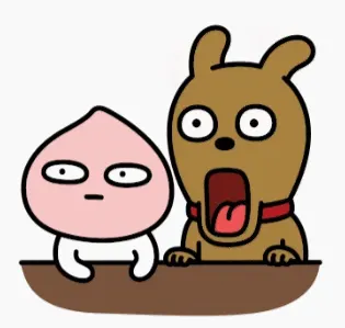 K-최고 카카오프렌즈 어피치 프로도 정색 당황 충격 멍하니 바라보는 어이없음 짤